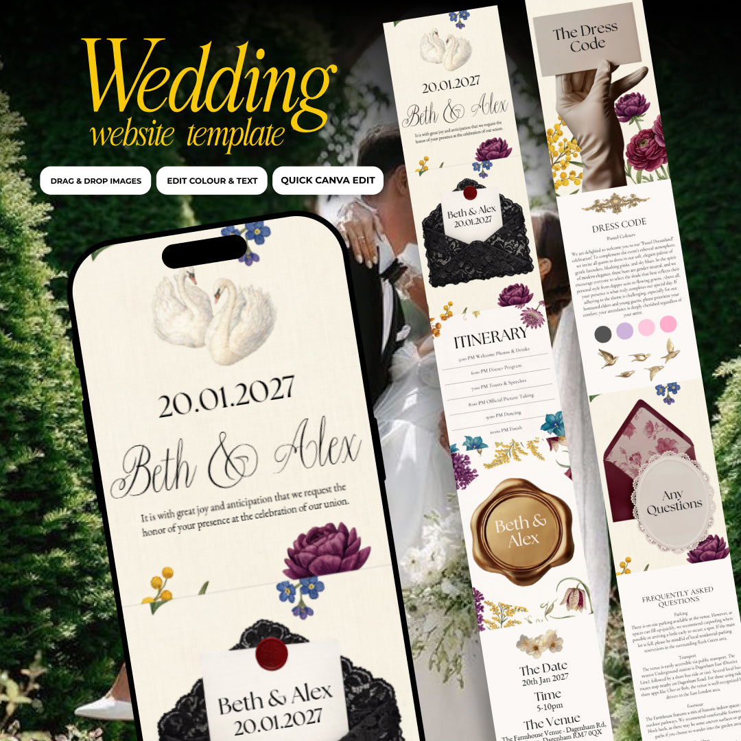 Old Money Wedding Invitation Website | Instant Download
