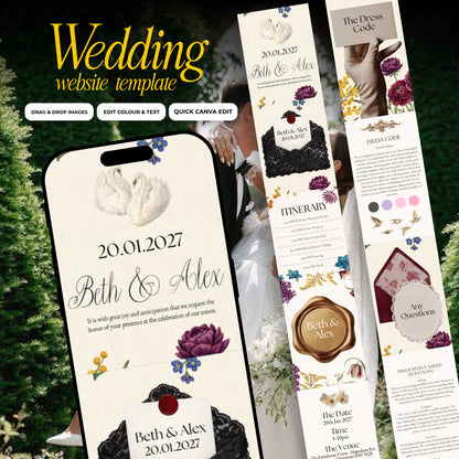 Old Money Wedding Invitation Website | Instant Download