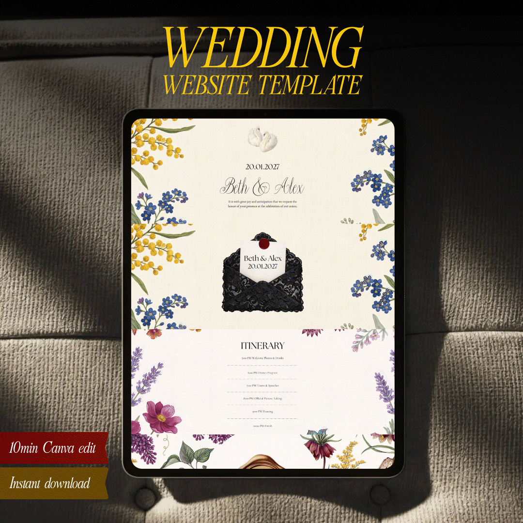 Old Money Wedding Invitation Website | Instant Download