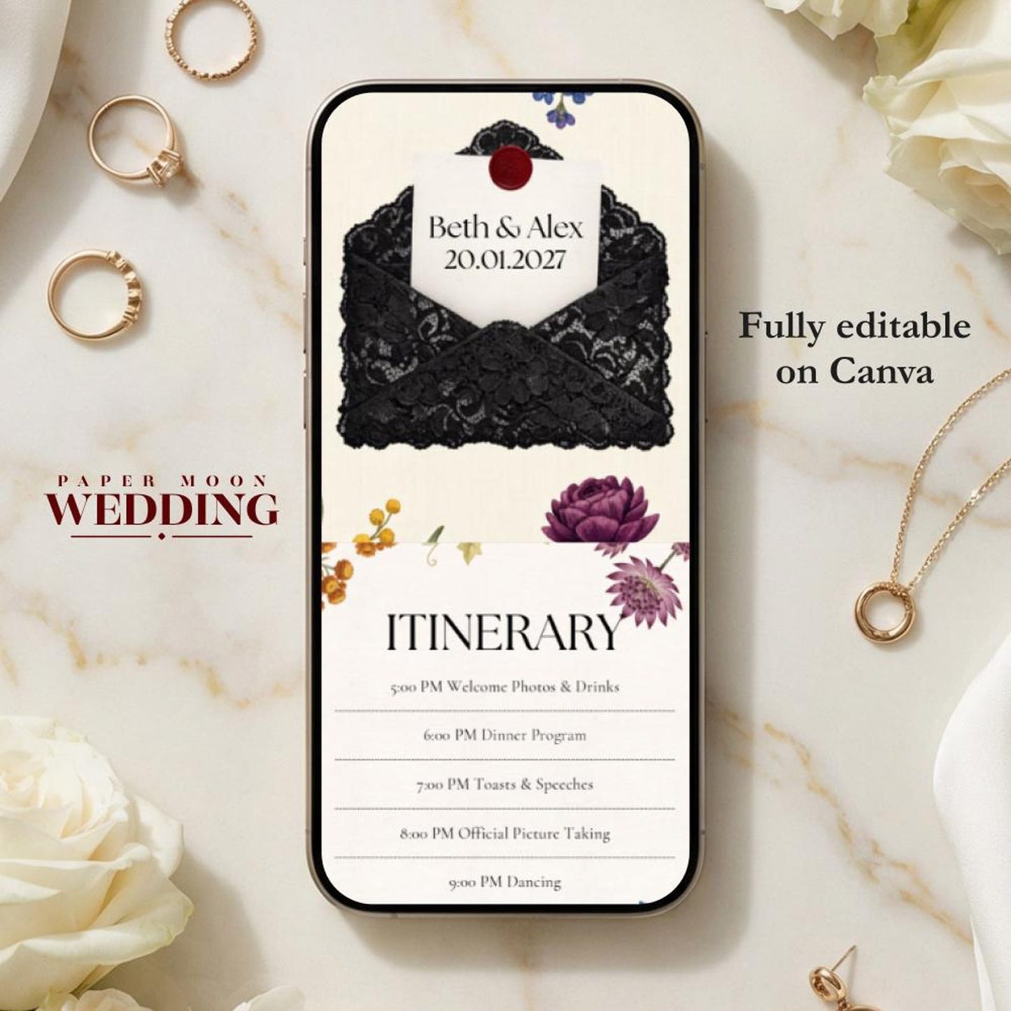 Vintage Lace Mobile Wedding Website